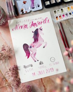 A4 Bild Einhorn. Handlettering und Kreatives mit Liebe