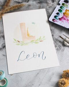 A4 Bild Giraffe Handlettering und Kreatives mit Liebe