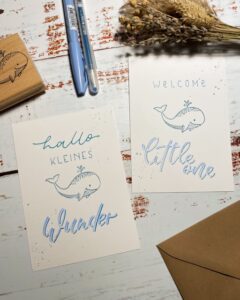 A6 Postkarten Wal Mittel Handlettering und Kreatives mit Liebe