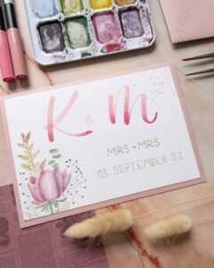 Hochzeitskarte Initialien Handlettering und Kreatives mit Liebe