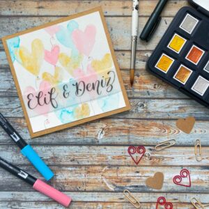 Hochzeitskarte Quadrat Herzen Handlettering und Kreatives mit Liebe