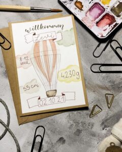 Klappkarte Heissluftballon Mittel Handlettering und Kreatives mit Liebe