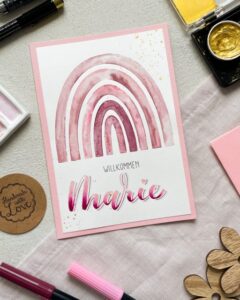 Klappkarte Regenbogen Marie Mittel Handlettering und Kreatives mit Liebe